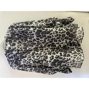 Diane von Furstenberg Leopard Print Silk Sheer Blouse